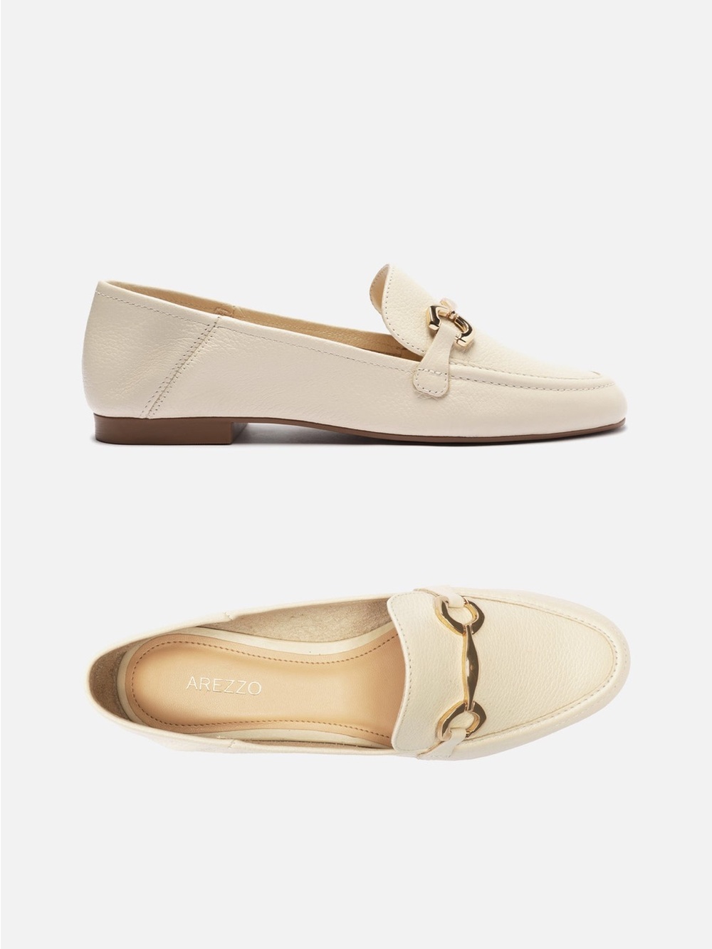 Arezzo Emma White Leather Loafer Size 8.5